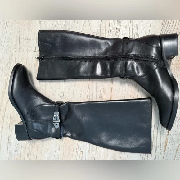 Etienne Aigner Black Leather Knee-High Boots size 6 New - Picture 3 of 9